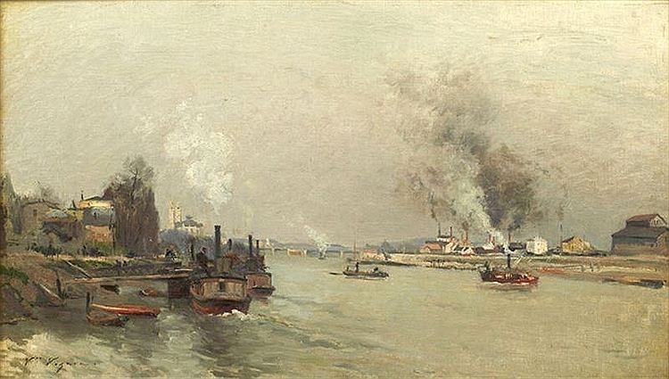 The Seine, vintage artwork by Victor Vignon, 12x8" (A4) Poster