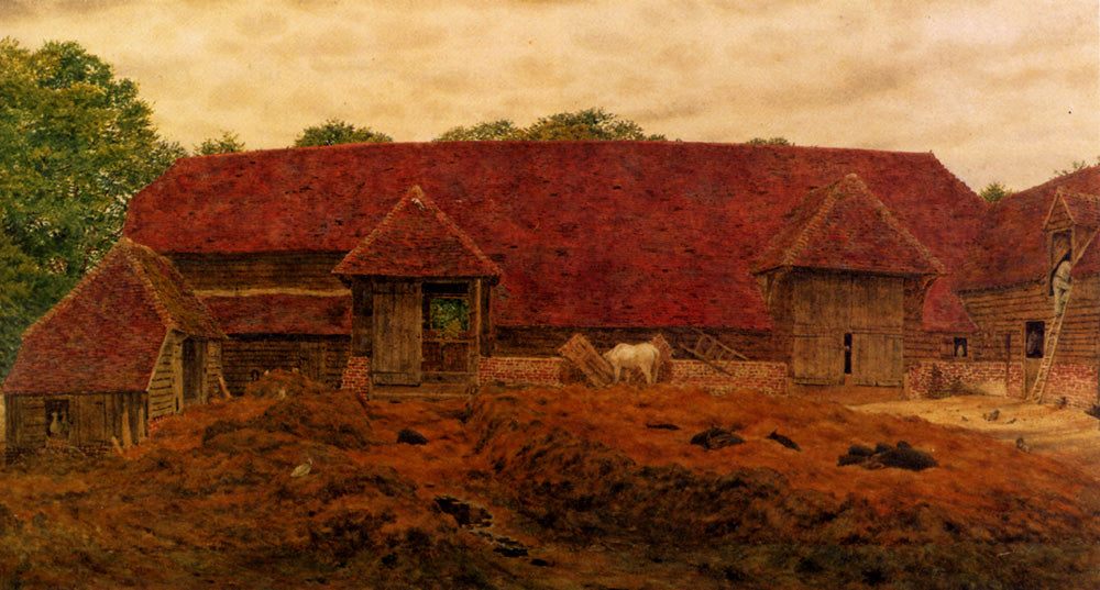 The Old Barn At Whitchurch, vintage artwork by George Price Boyce, R.W.S., 12x8" (A4) Poster
