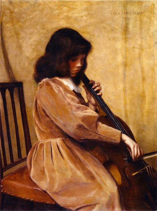 Girl Playing a Cello, vintage artwork by Lilla Cabot Perry, 12x8" (A4) Poster