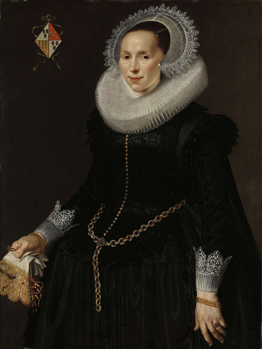 Portrait of Johanna Le Maire, vintage artwork by Nicolaes Eliasz. Pickenoy, 12x8" (A4) Poster