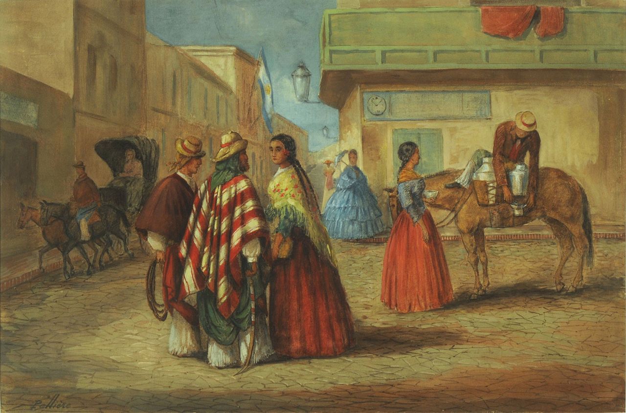 Street Scene in Buenos Aires, vintage artwork by Jean Leon Pallière, 12x8" (A4) Poster