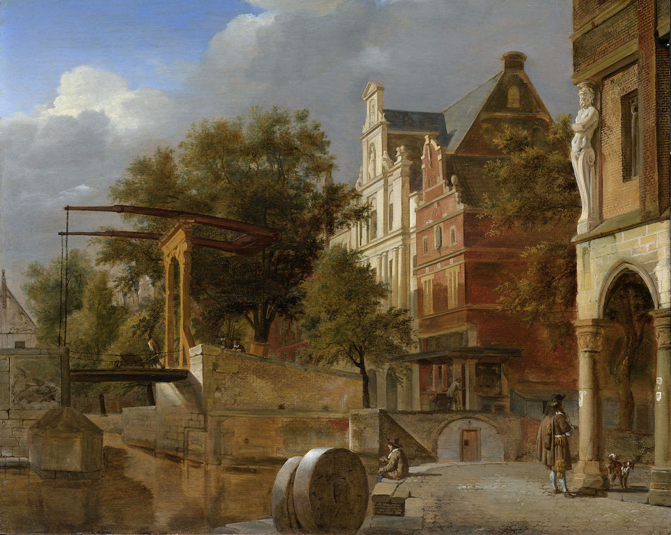 The Drawbridge, vintage artwork by Adriaen van de Velde, 12x8" (A4) Poster