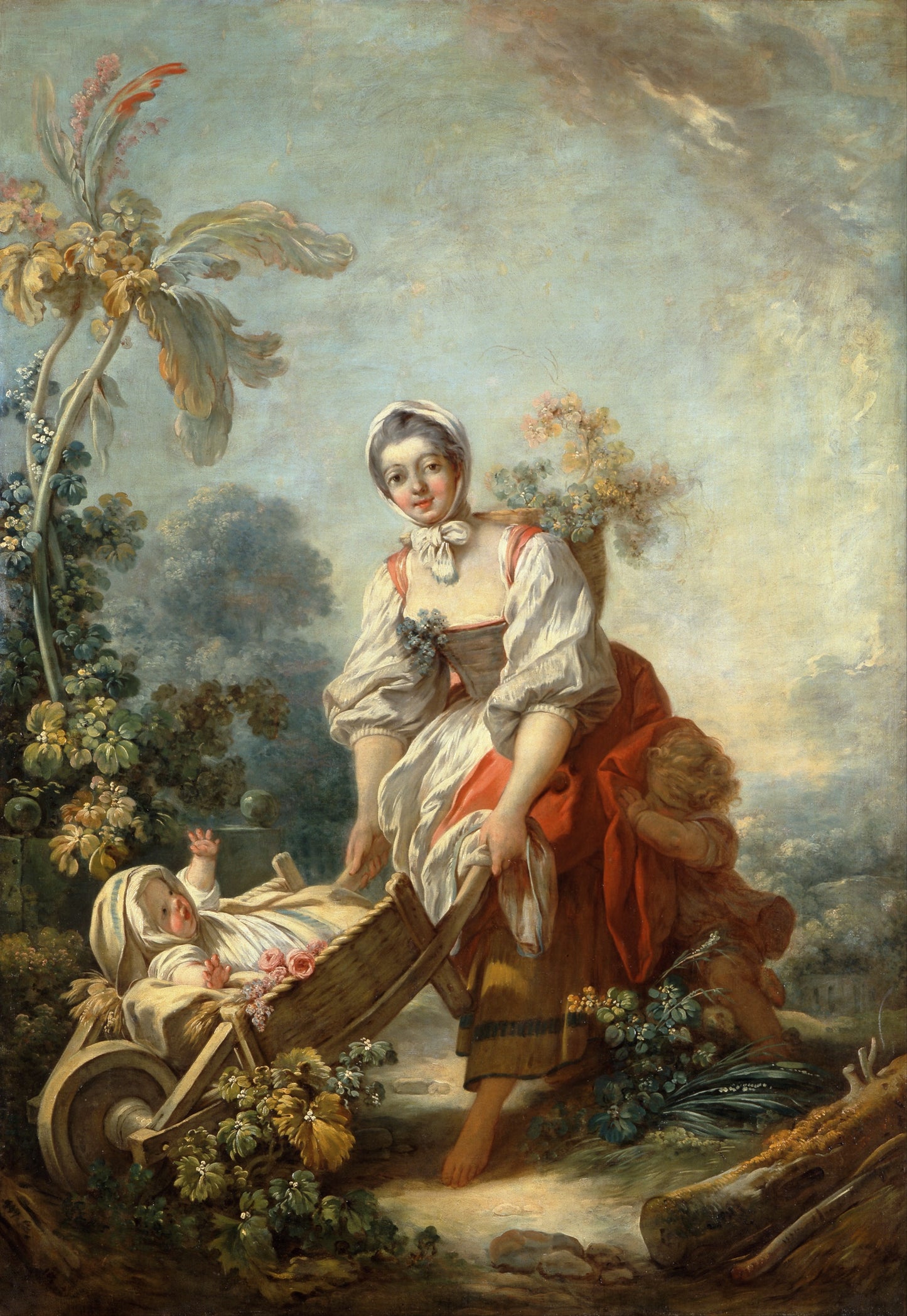 The Joys of Motherhood, vintage artwork by Jean-Honore Fragonard, 12x8" (A4) Poster