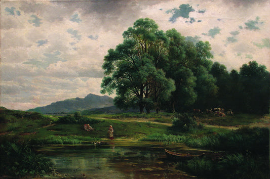 Pond on the Forest's Edge, vintage artwork by Lev Kamenev, 12x8" (A4) Poster