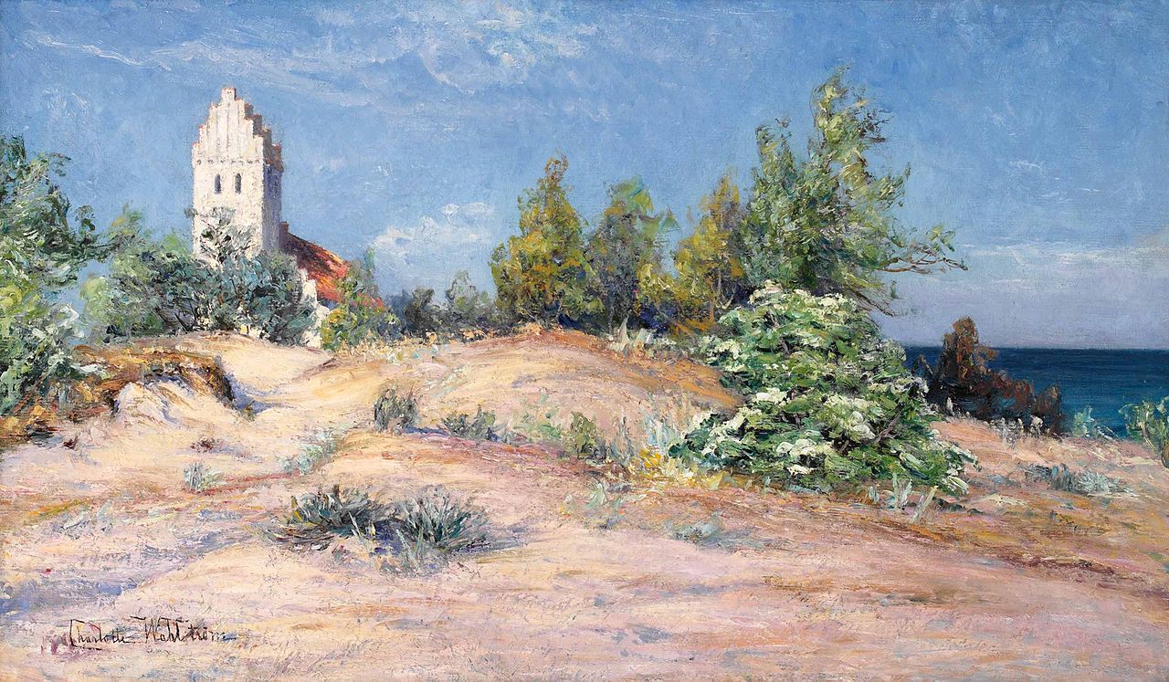 Summer morning, Falsterbo, vintage artwork by Charlotte Wahlstrom, 12x8" (A4) Poster