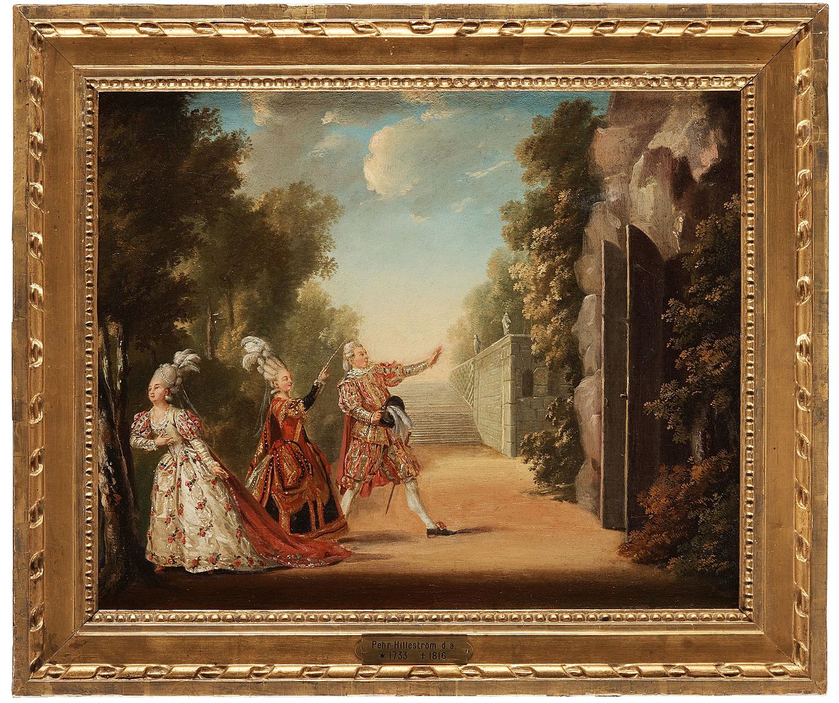 Scene from 'La Belle Arsène', vintage artwork by Pehr Hilleström, 12x8" (A4) Poster
