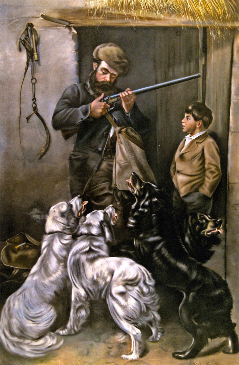 Hunter and Boy by Jean Mannheim,A3(16x12")Poster