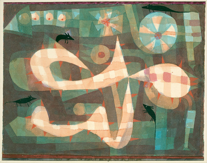 The Barbed Noose with the Mice, vintage artwork by Paul Klee, 12x8