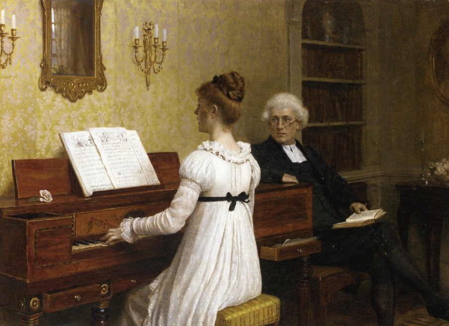 The Piano Lesson, vintage artwork by Edmund Blair Leighton, 12x8" (A4) Poster