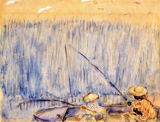 Fishing in the Swamp, vintage artwork by Frederick Carl Frieseke, 12x8" (A4) Poster