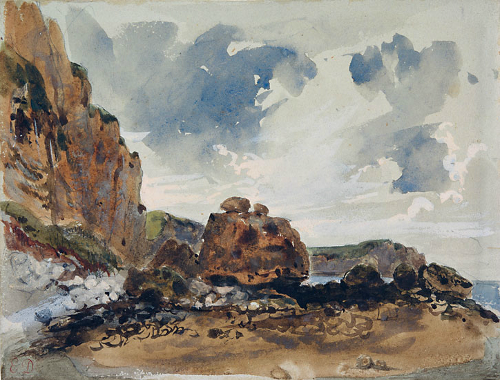 Cliffs at Fecamp, vintage artwork by Eugène Delacroix, A3 (16x12") Poster Print