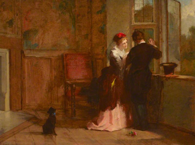 Lovers' Meeting (in an Interior of Haddon Hall), vintage artwork by William Powell Frith, A3 (16x12") Poster Print