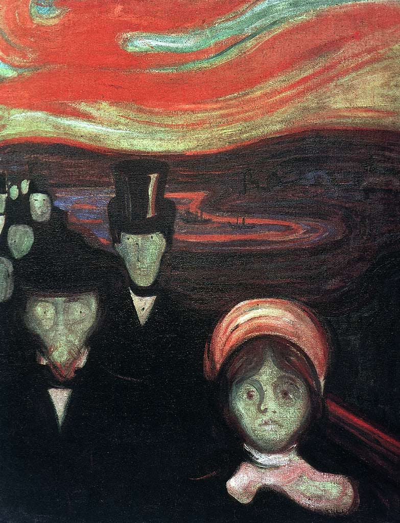 Anxiety, vintage artwork by Edvard Munch, 12x8" (A4) Poster
