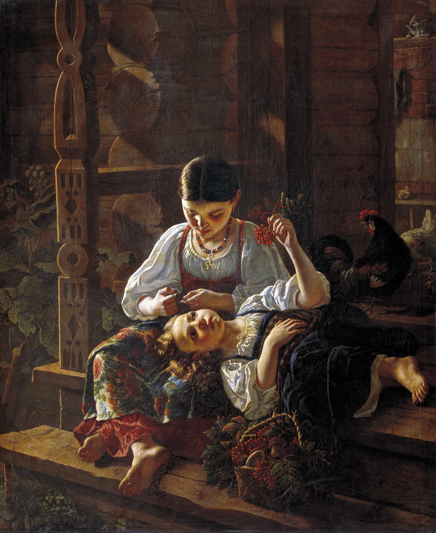 On the Porch, vintage artwork by Rostislav Felitsin, A3 (16x12") Poster Print