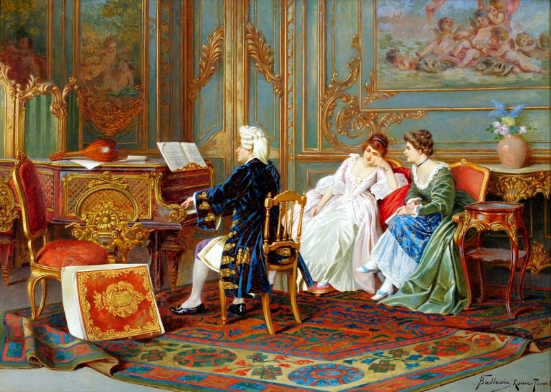 Elegant company, vintage artwork by Federico Ballesio, 12x8" (A4) Poster