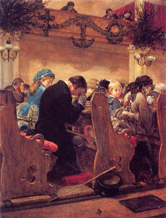 Christmas Prayers, vintage artwork by Henry Bacon, 12x8" (A4) Poster