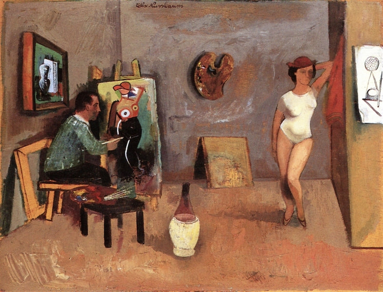 Painter and Model, vintage artwork by Felix Nussbaum, 12x8" (A4) Poster