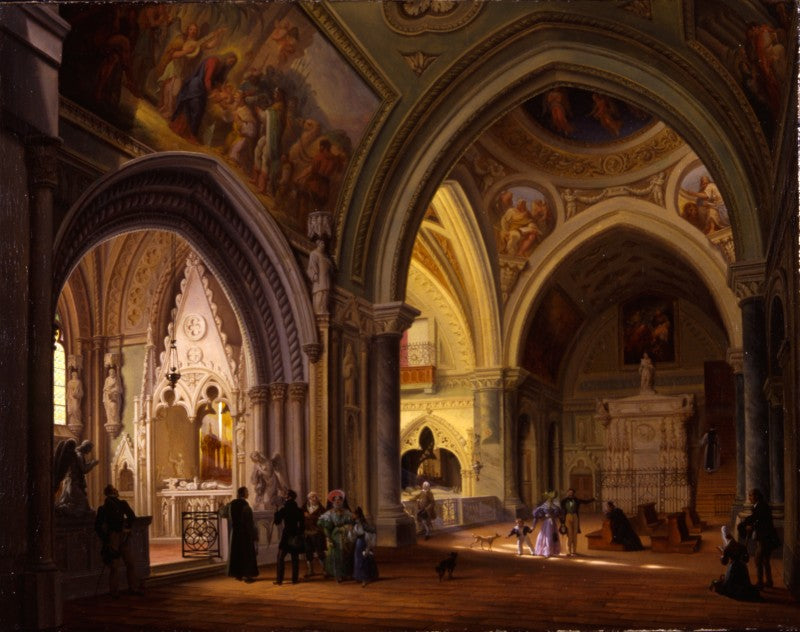 Interior of Altacomba Monastery, vintage artwork by Giovanni Migliara, 12x8" (A4) Poster