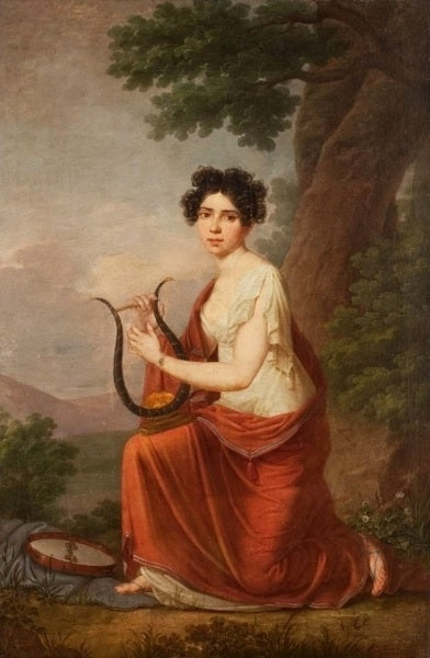 Portrait of Maria Dobkowa, vintage artwork by Jan Rustem, 12x8" (A4) Poster