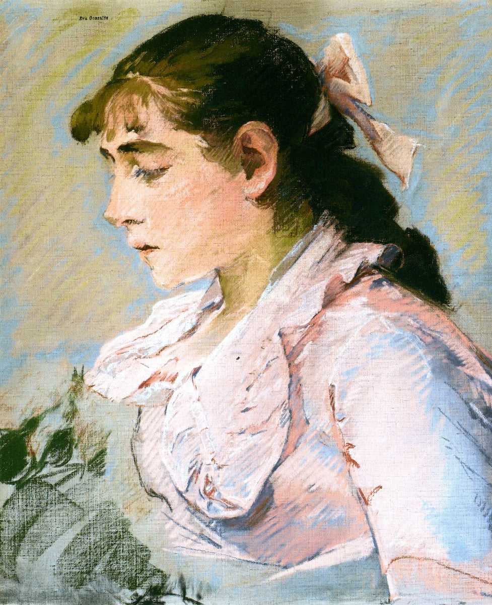 The Woman in Pink, vintage artwork by Eva Gonzales, 12x8" (A4) Poster