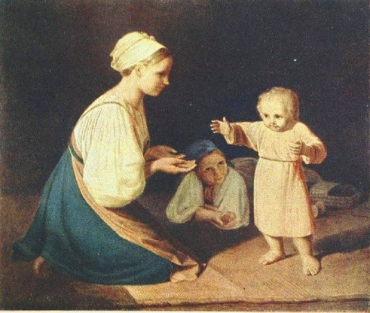 The First Steps, vintage artwork by Alexei Venetsianov, 12x8" (A4) Poster