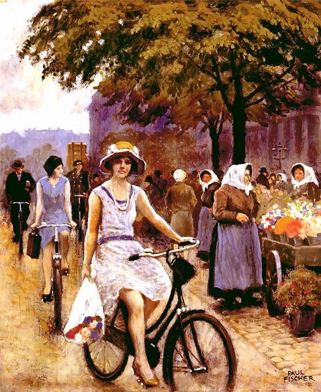 Bicycling Girl by Paul-Gustave Fischer,A3(16x12