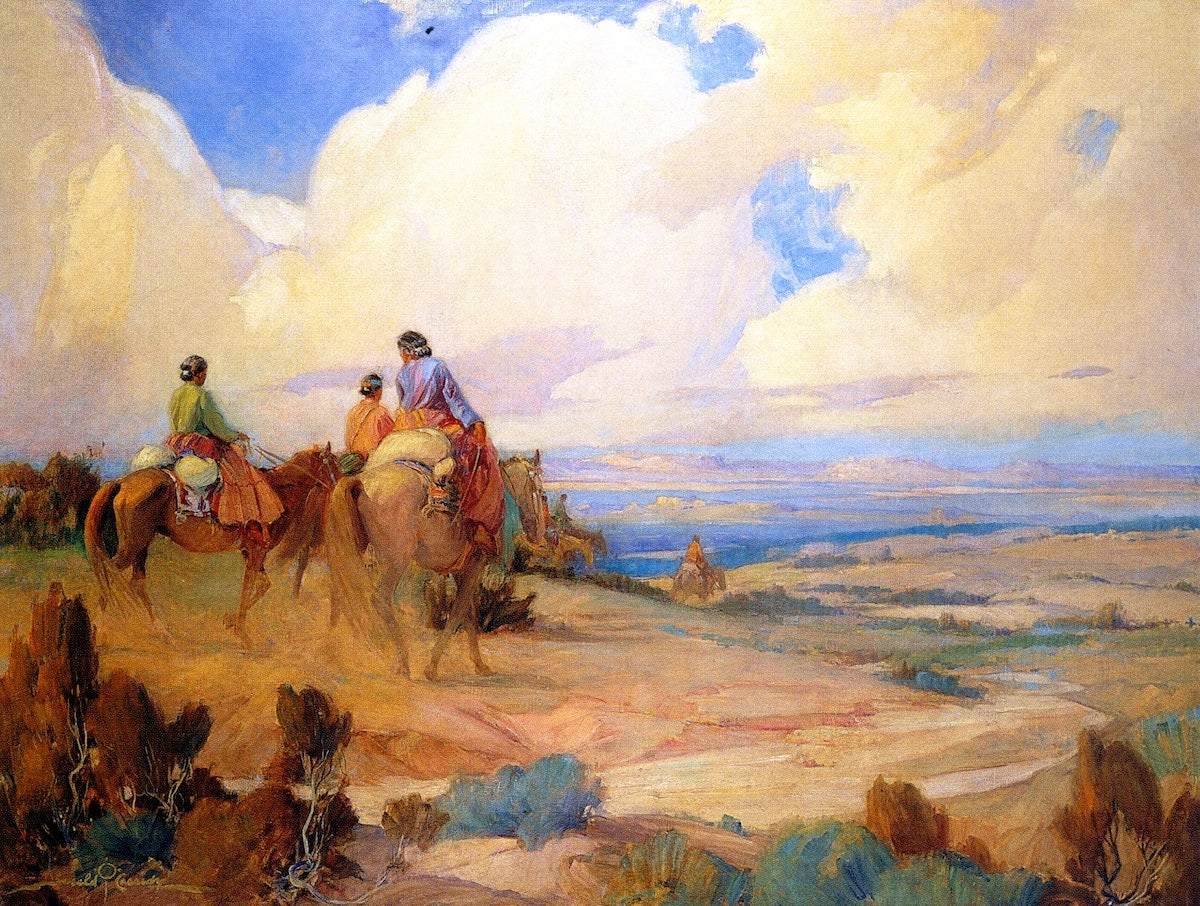 Navajos on the Way to Laguna Fiesta by Gerald Cassidy,16x12(A3) Poster