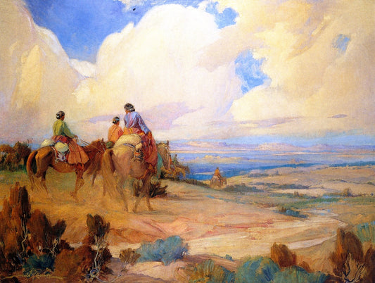 Navajos on the Way to Laguna Fiesta by Gerald Cassidy,16x12(A3) Poster