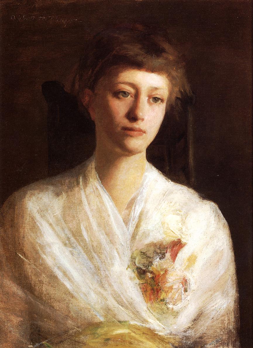 Pensive Model, vintage artwork by Abbott Handerson Thayer, 12x8" (A4) Poster