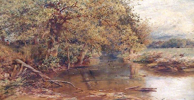 Mill Stream on the Loddon, Autumn, vintage artwork by William Gosling, 12x8" (A4) Poster