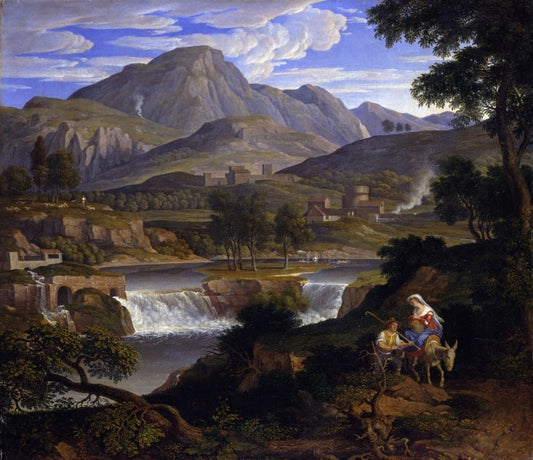 Waterfall at Subiaco, vintage artwork by Joseph Anton Koch, 12x8" (A4) Poster
