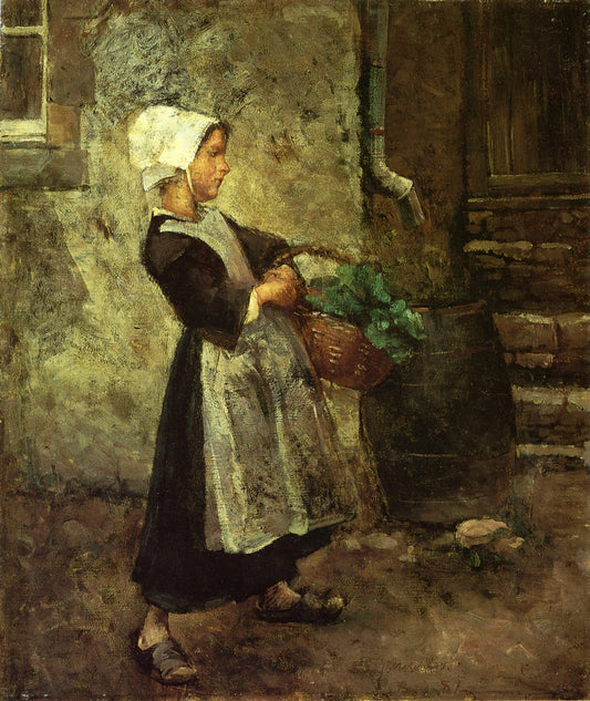 The Vegetable Girl, vintage artwork by Gari Melchers, 12x8" (A4) Poster