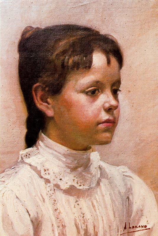 Portrait of Araceli Calvo Lozano, vintage artwork by Adolfo Lozano Sidro, 12x8" (A4) Poster
