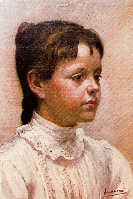 Portrait of Araceli Calvo Lozano, vintage artwork by Adolfo Lozano Sidro, 12x8" (A4) Poster