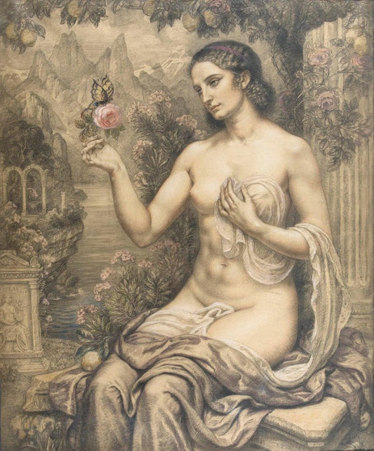 Psyche in Amors Garten, vintage artwork by Armand Point, 12x8" (A4) Poster