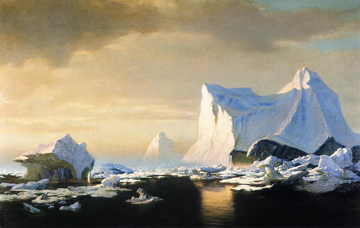 Icebergs in the Arctic, vintage artwork by William Bradford, 12x8" (A4) Poster