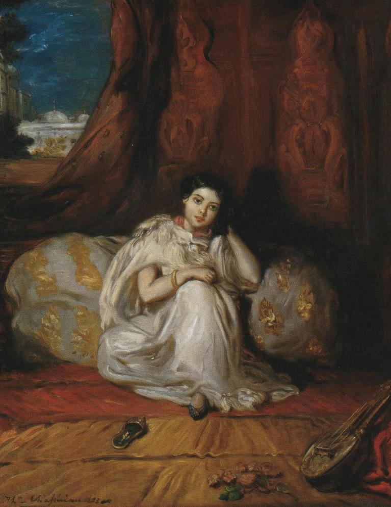Jeune fille mauresque, assise dans un riche interieur, vintage artwork by Theodore Chasseriau, A3 (16x12") Poster Print