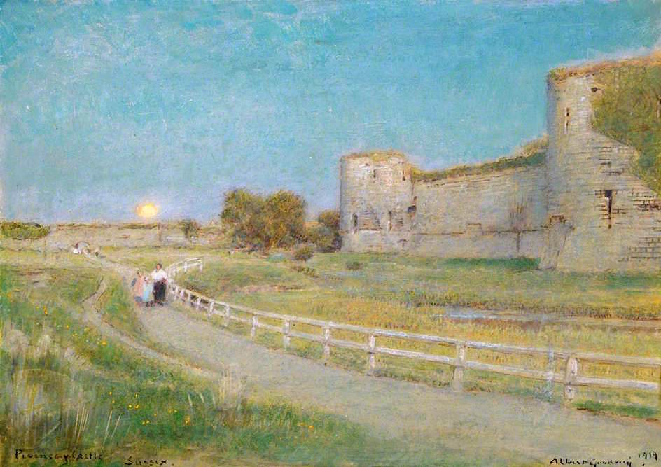 Pevensey Castle, East Sussex, vintage artwork by Albert Goodwin, 12x8" (A4) Poster