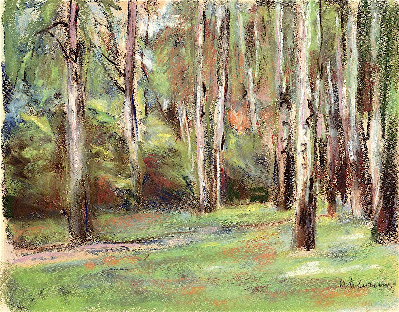 The Alley of Birch Trees in the Garden of the Artist in Wannsee (sketch), vintage artwork by Max Liebermann, 12x8" (A4) Poster