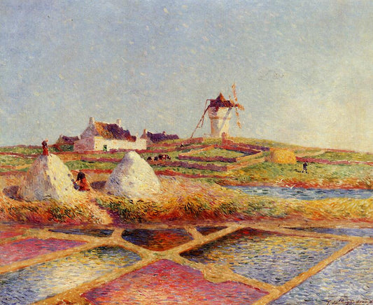 Landscape with Mill near the Salt Ponds, vintage artwork by Ferdinand du Puigaudeau, 12x8" (A4) Poster