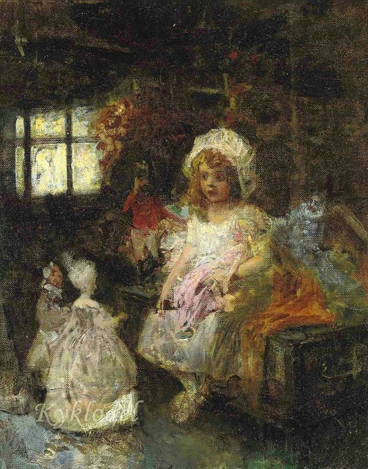 Playtime friends, vintage artwork by Eduard Veith, 12x8" (A4) Poster