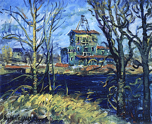 Old Mill at Champlin, Minnesota, vintage artwork by Ada Augusta Wolfe, 12x8" (A4) Poster