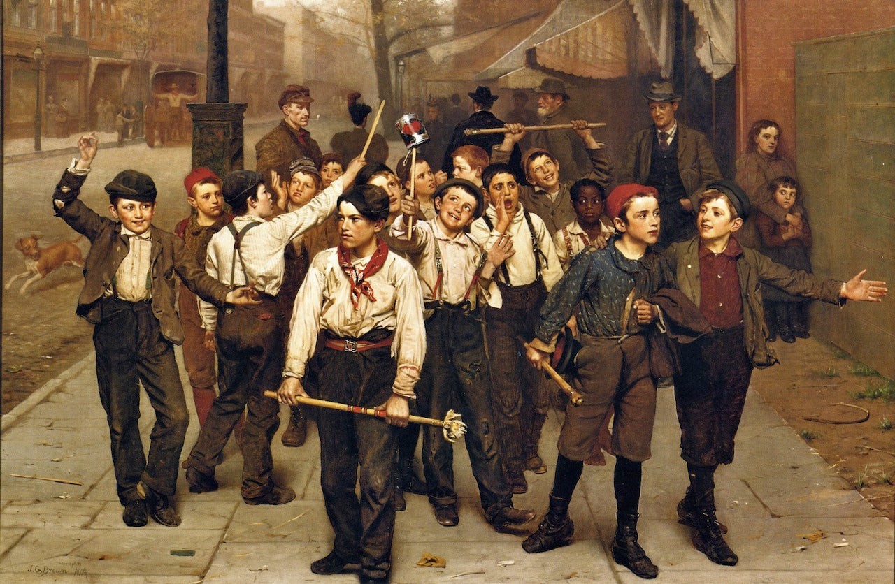 The Gang, vintage artwork by John George Brown, 12x8" (A4) Poster
