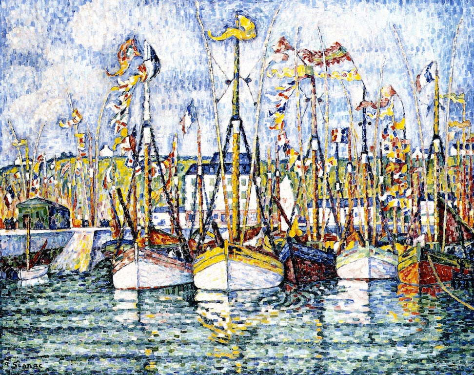Blessing of the Tuna Boats, Groix, vintage artwork by Paul Signac, 12x8" (A4) Poster