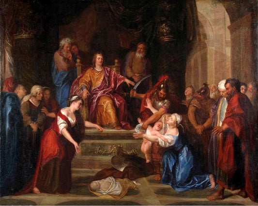 The Judgment of Solomon (small version), vintage artwork by Antoine Coypel II, 12x8" (A4) Poster