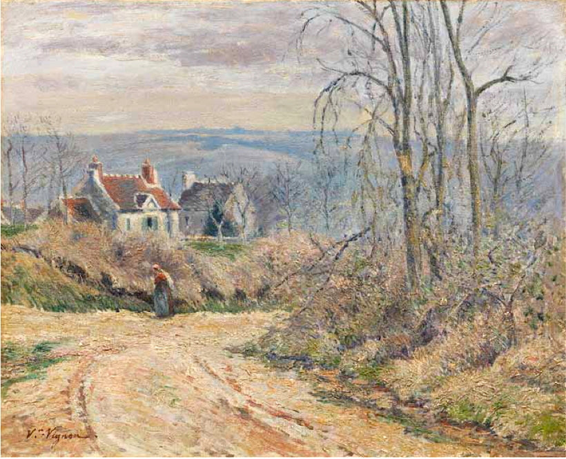 The Road in Winter, vintage artwork by Victor Vignon, 12x8" (A4) Poster