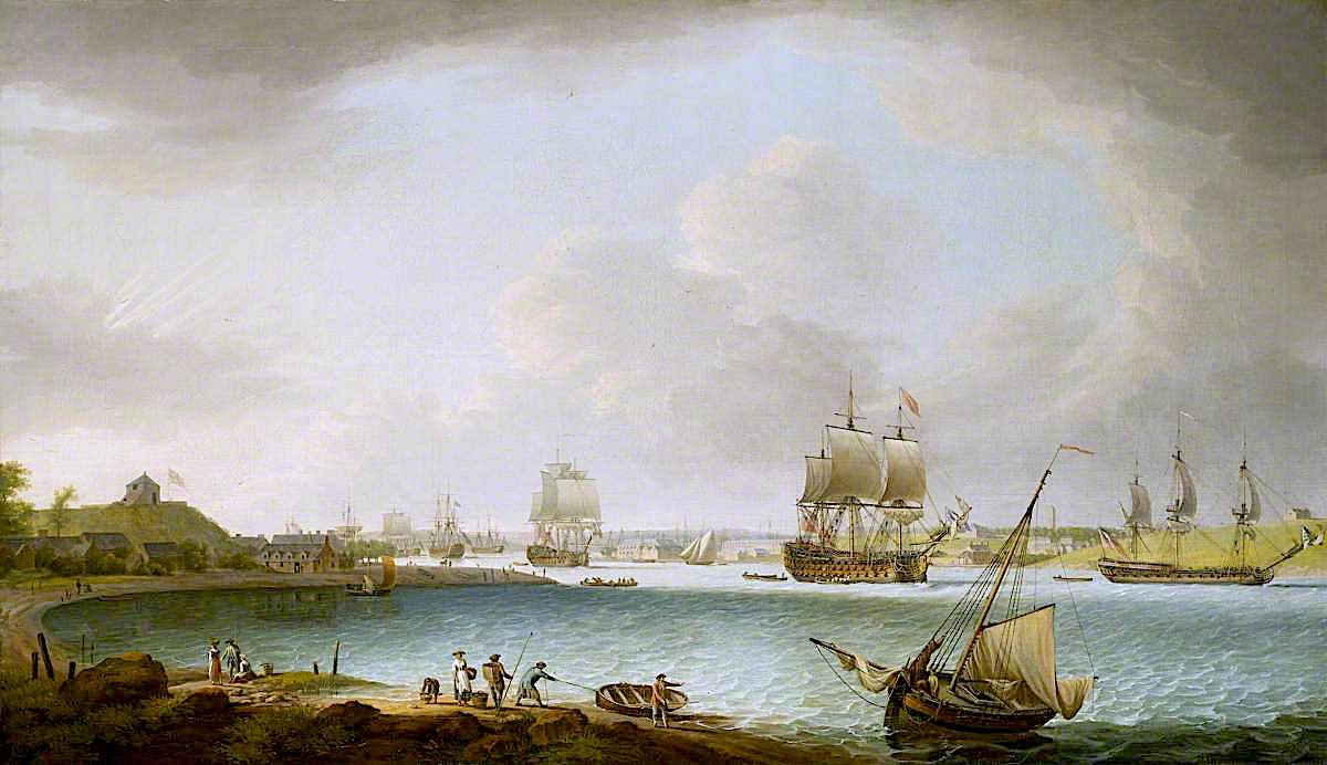 Men-of-War at Plymouth, vintage artwork by Dominic Serres, 12x8" (A4) Poster