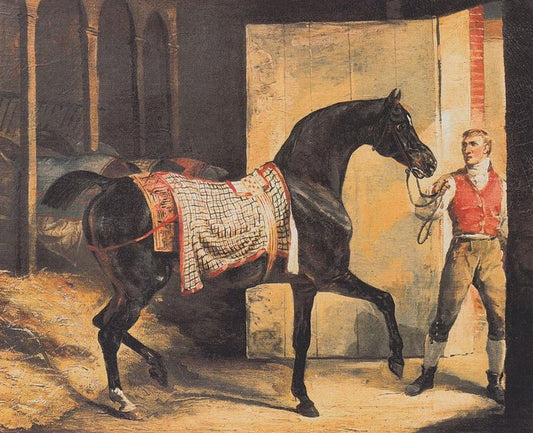 Cheval sortant de l’ecurie  (Horse leaving the Stable), vintage artwork by Theodore Gericault, 12x8" (A4) Poster