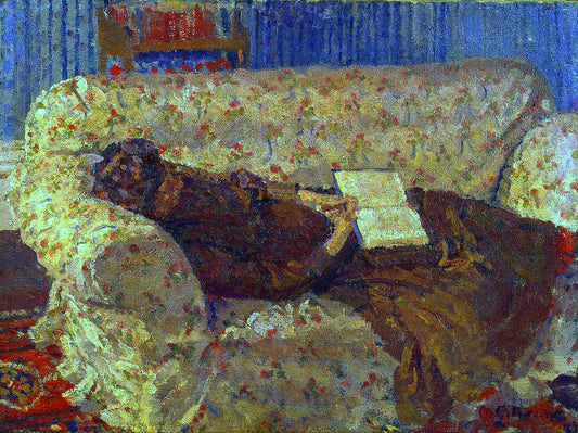 Lady on a Sofa, vintage artwork by Harold Gilman, 12x8" (A4) Poster