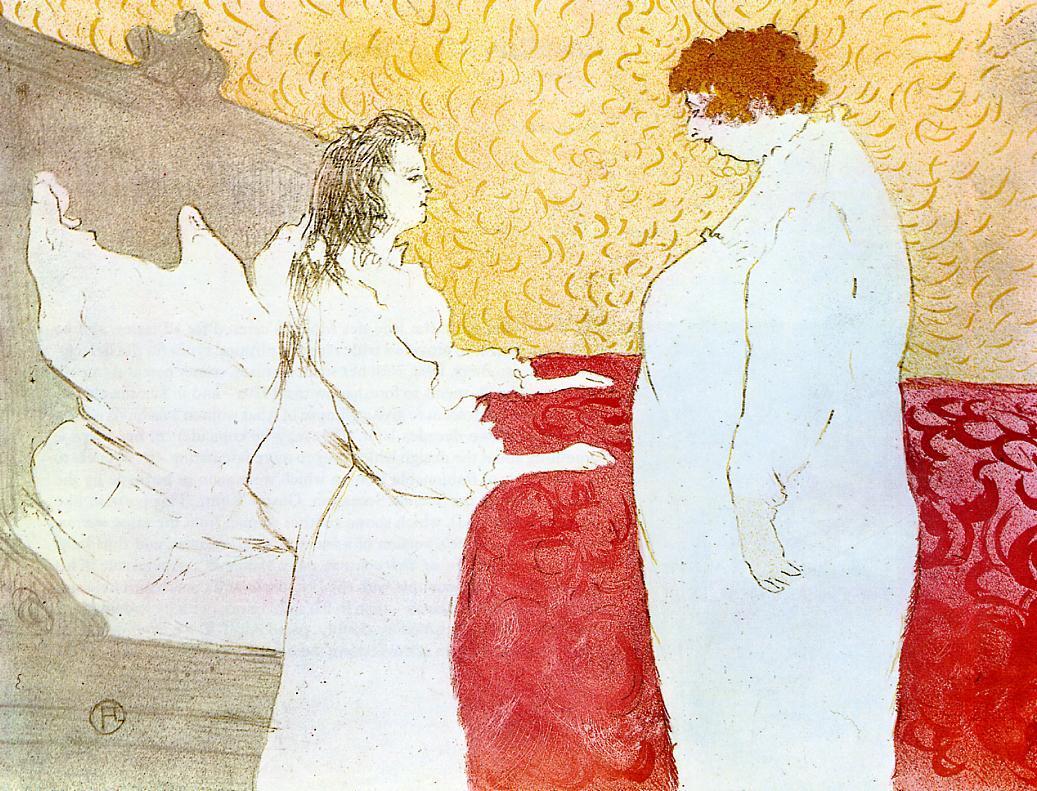 man in Bed, Profile, Getting Up by Henri de Toulouse-Lautrec,A3(16x12")Poster